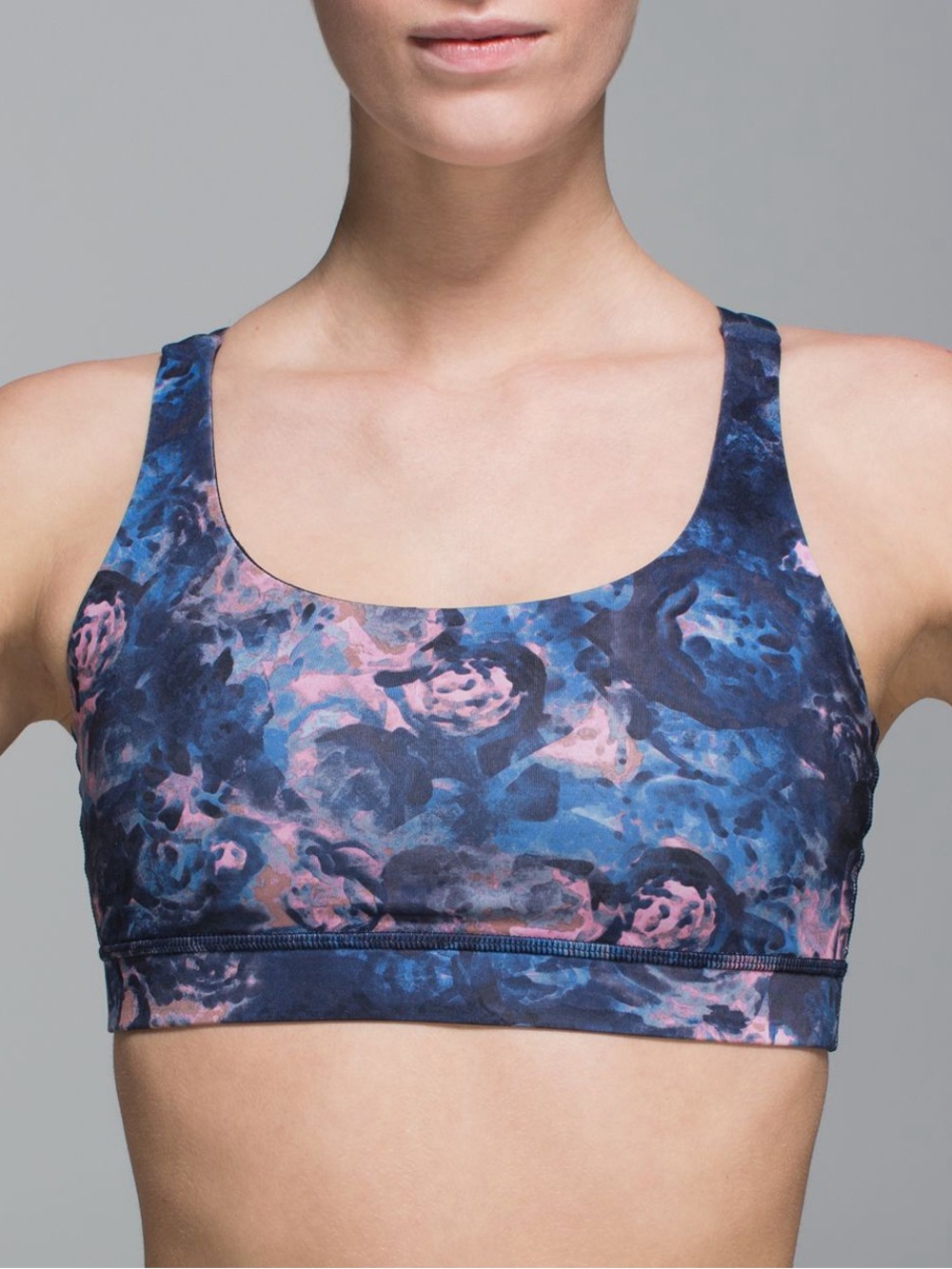 Lululemon Energy Bra in the Moody Mirage Bark Berry Deep Navy